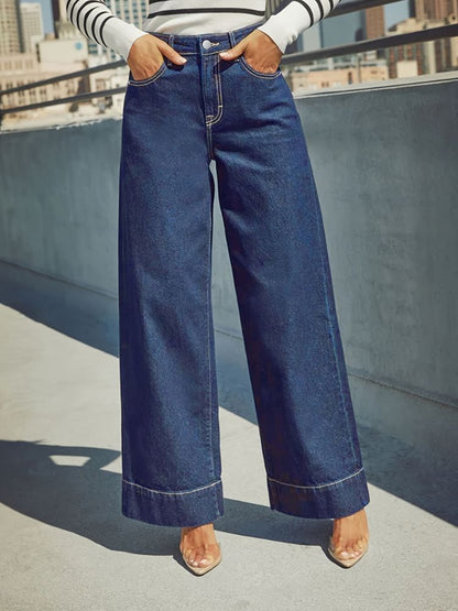 Damenjeans mit hohem Bund und weitem Bein