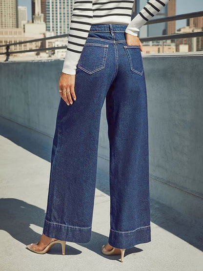 Damenjeans mit hohem Bund und weitem Bein
